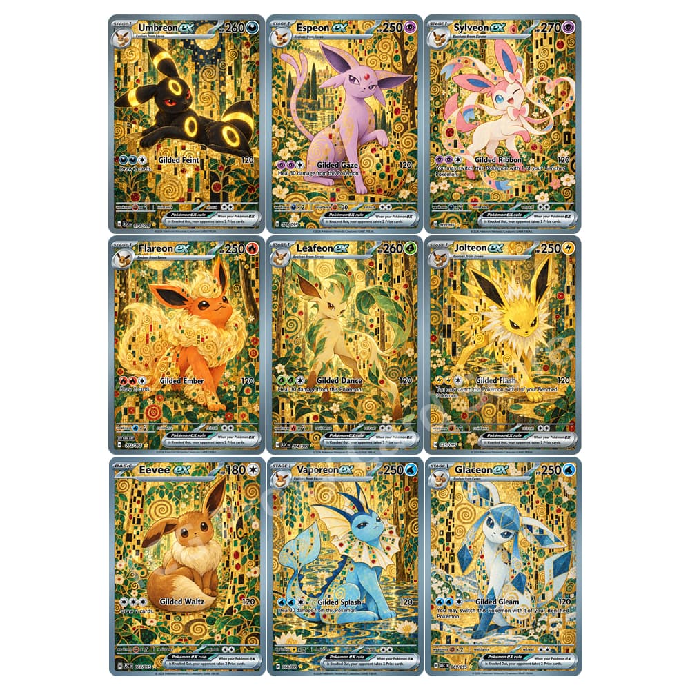9Pcs/Set Eeveelution Golden St - đánh giá và giá Japanese Fan