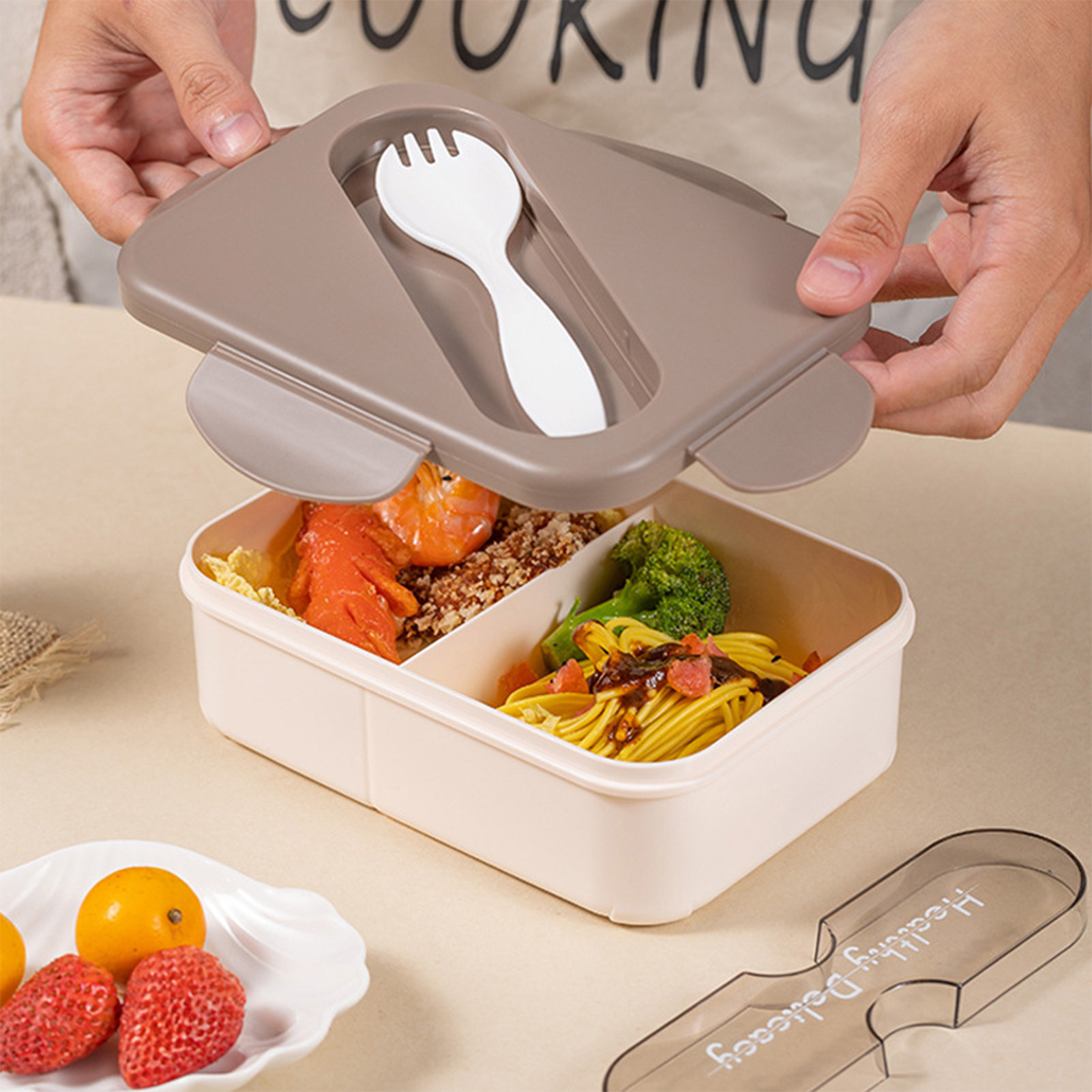 Student Lunch Box With Fork Pl - đánh giá và giá Bento Box